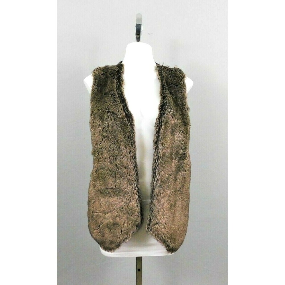 New Directions Women's Faux Fur Vest Cardigan, Size‎ L, Brown, 100% Acrylic